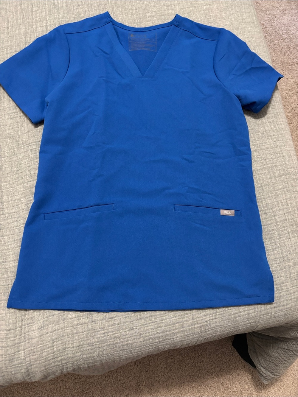 Figs Royal Blue V-Neck Short Sleeve Scrub Top